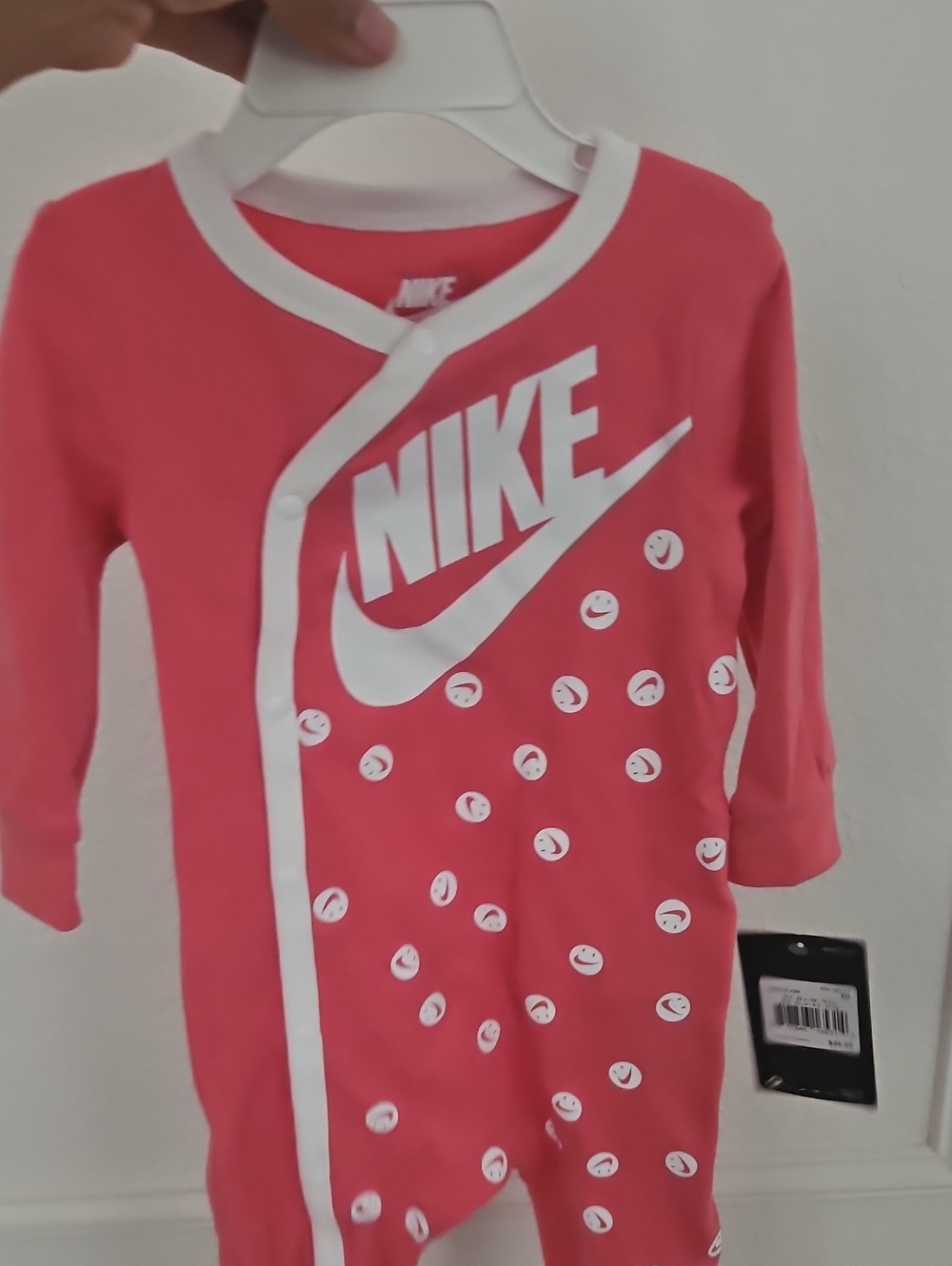 Nike Pink and White Infant Footie